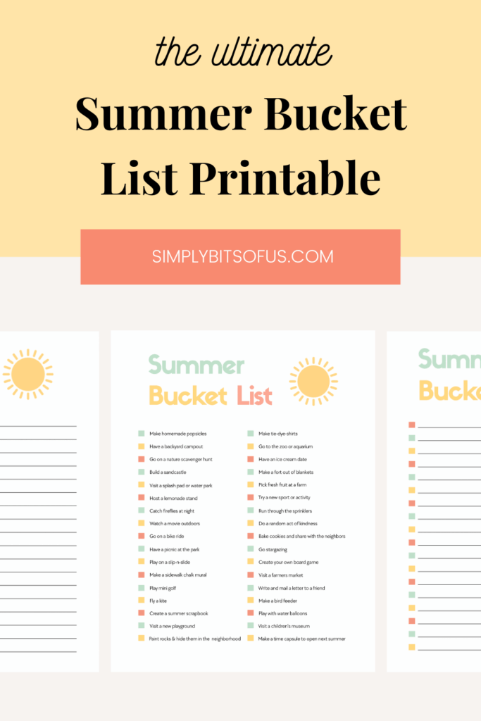summer bucket list template