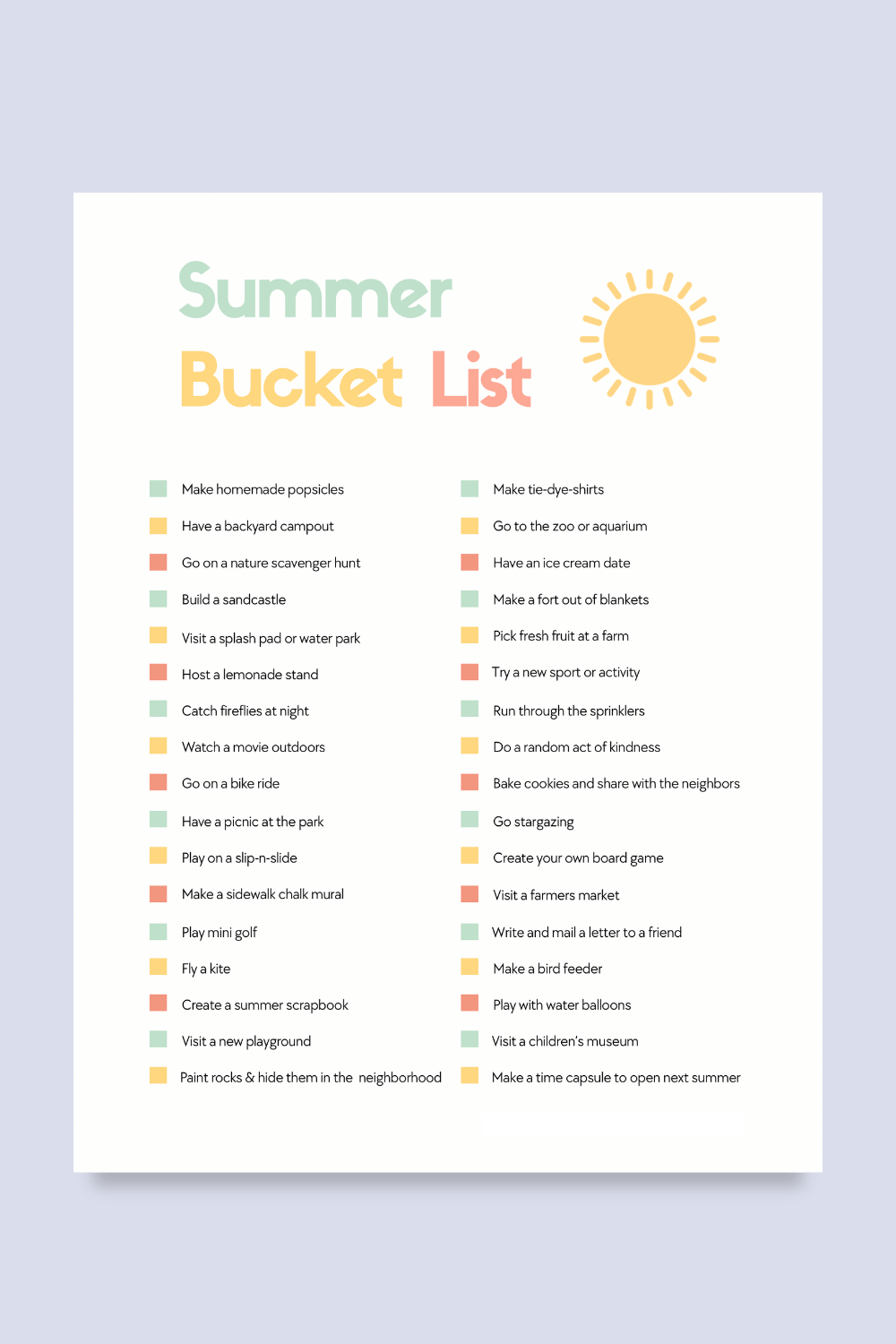 Your Go-To Summer Bucket List Template for Kids’ Activities