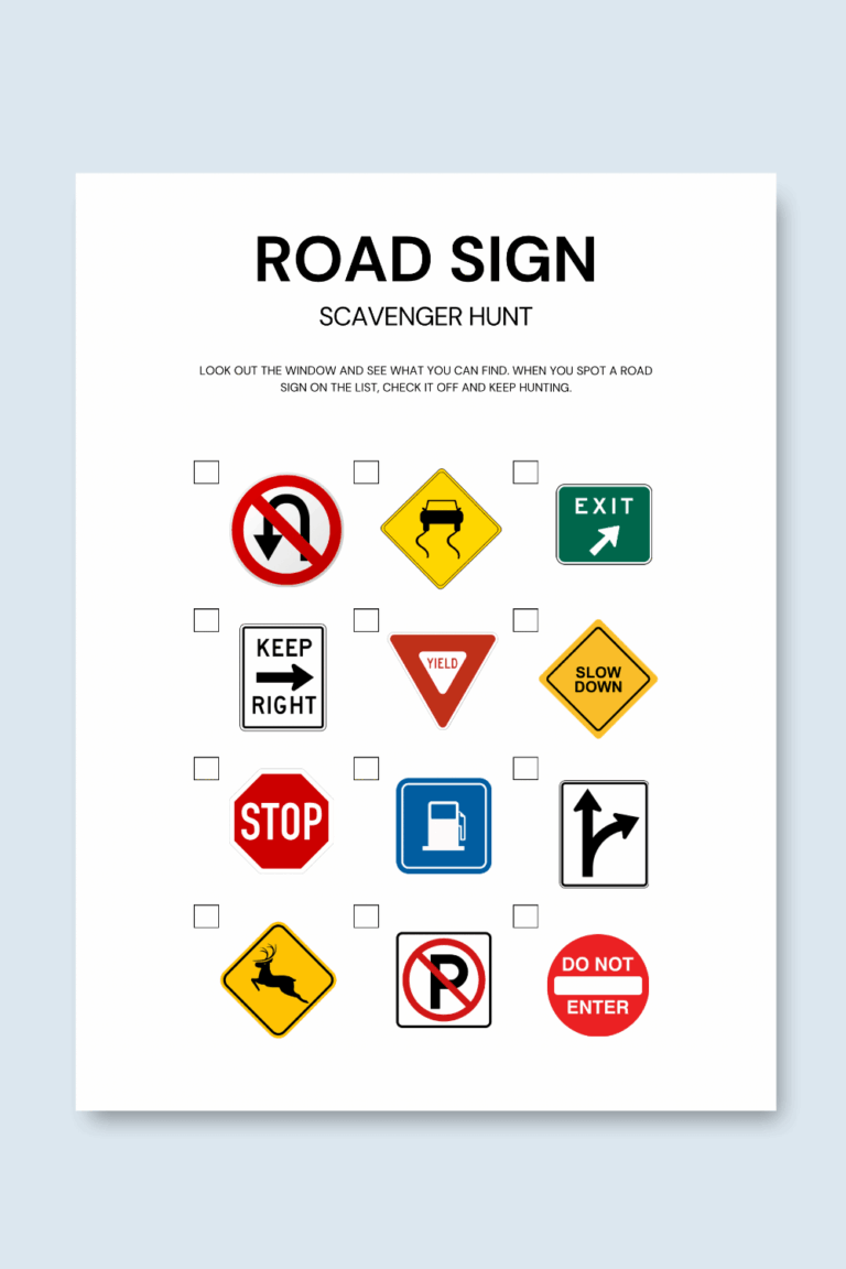 Free Road Sign Scavenger Hunt to Keep Kids Busy on Long Drives