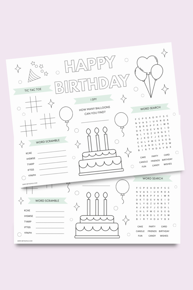 Keep Little Hands Busy with a Birthday Placemat Activity Page
