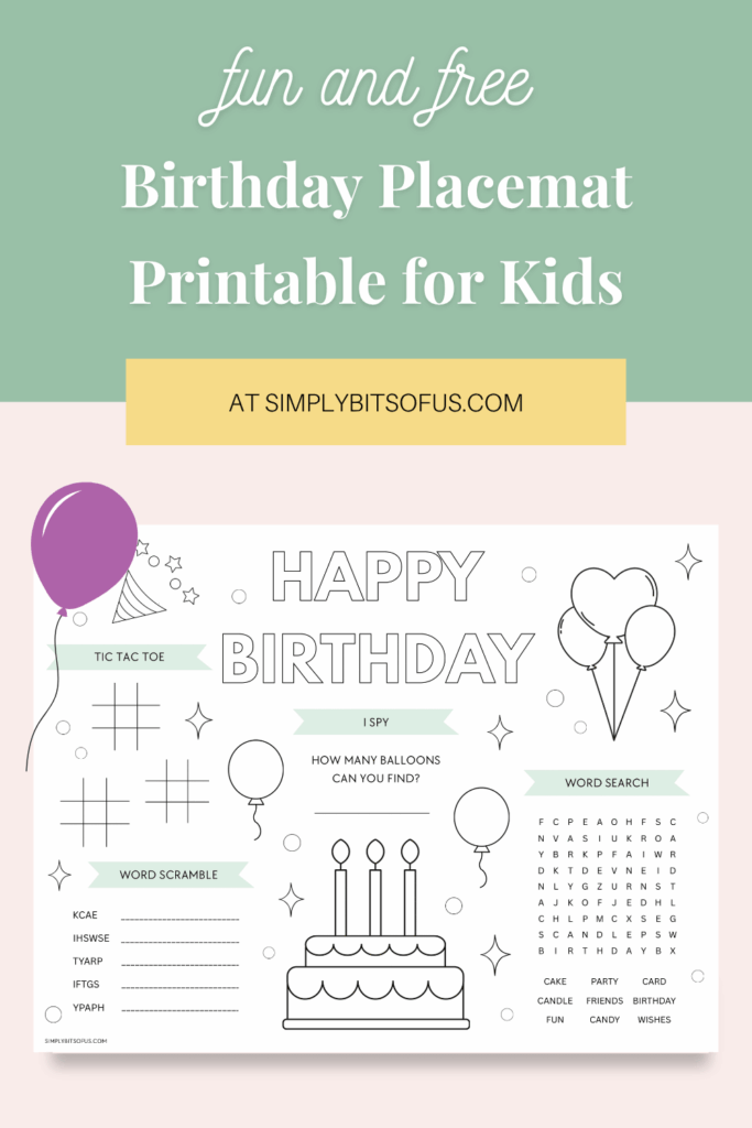 Birthday placemat printable