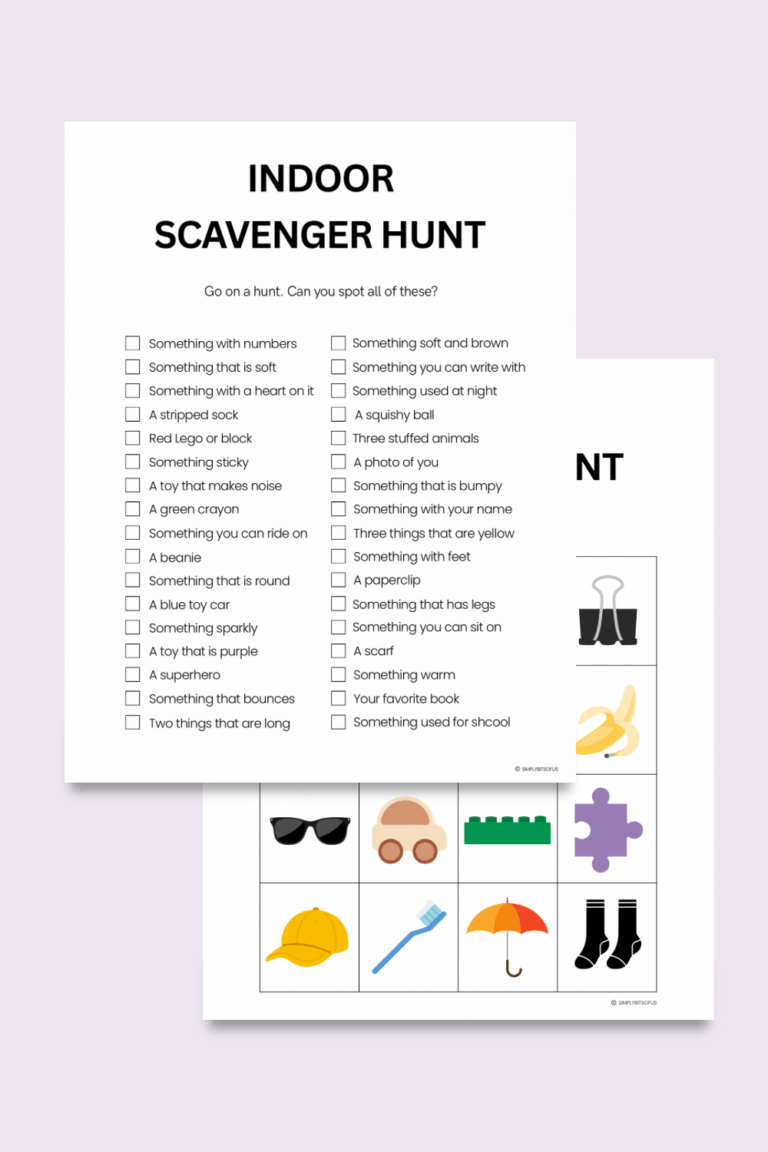 Simple and Fun Indoor Scavenger Hunt for Kids (Free Download!)