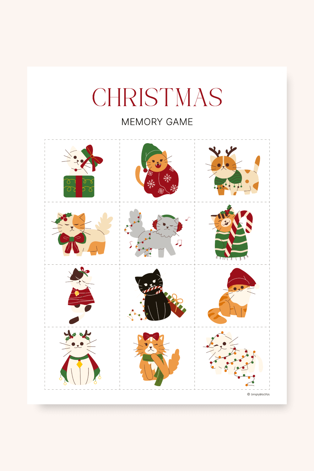 Free Christmas Memory Game Printable